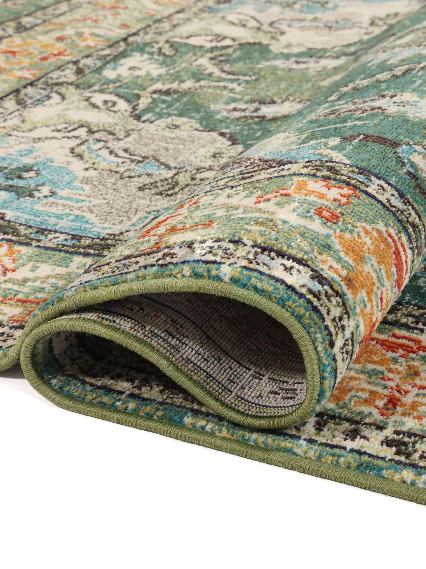 RugVista Leia, Tappeto, Vintage, 160 x 230 cm, Rettangolare, Pelo medio, Soggiorno, Sala da pranzo, Camera letto, Cucina, Lavabile solo a secco, Verde