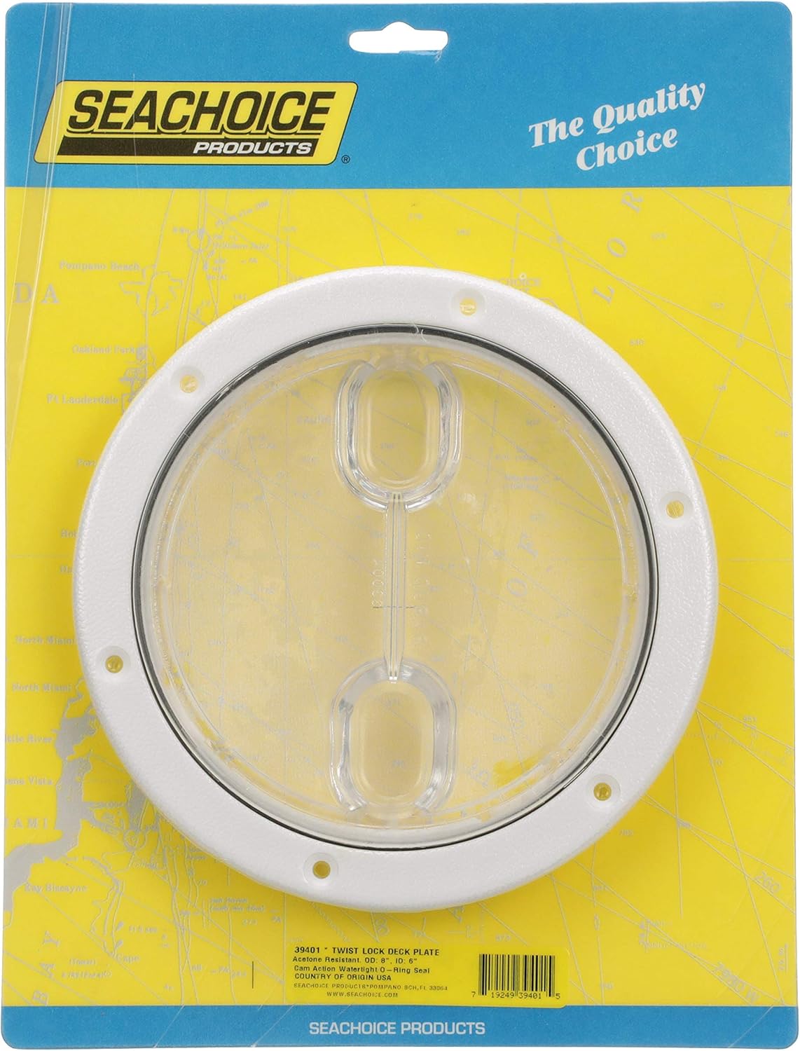 Seachoice Twist 'N' Lock Deck Plate, White w/Clear Insert, Up to 6-1/2 in. Diameter