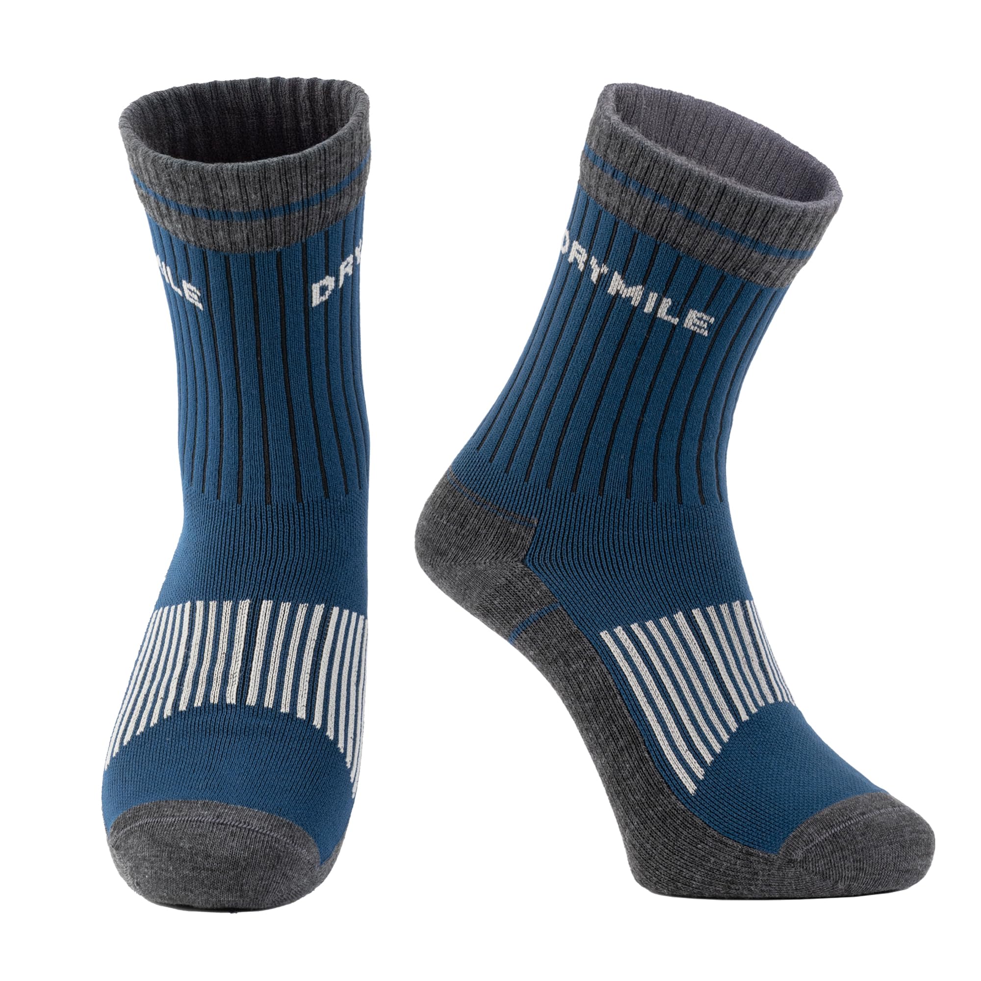 DRYMILE Slim Waterproof Socks, Soft Charcoal Yarn, Optimized Breathability & Odor Control, All-Season Outdoor Activities-Crew