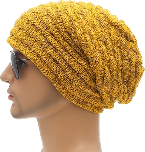 Miniatura 3 de ZLYC Gorro holgado de punto de invierno para hombres y mujeres, con forro polar grueso, gorra de calavera holgada