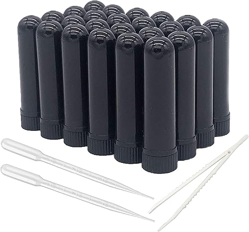 Tubos inhaladores nasales en blanco para aromaterapia de aceites esenciales (incluye 24 inhaladores+36 mechas sin perfume+2 cuentagotas de