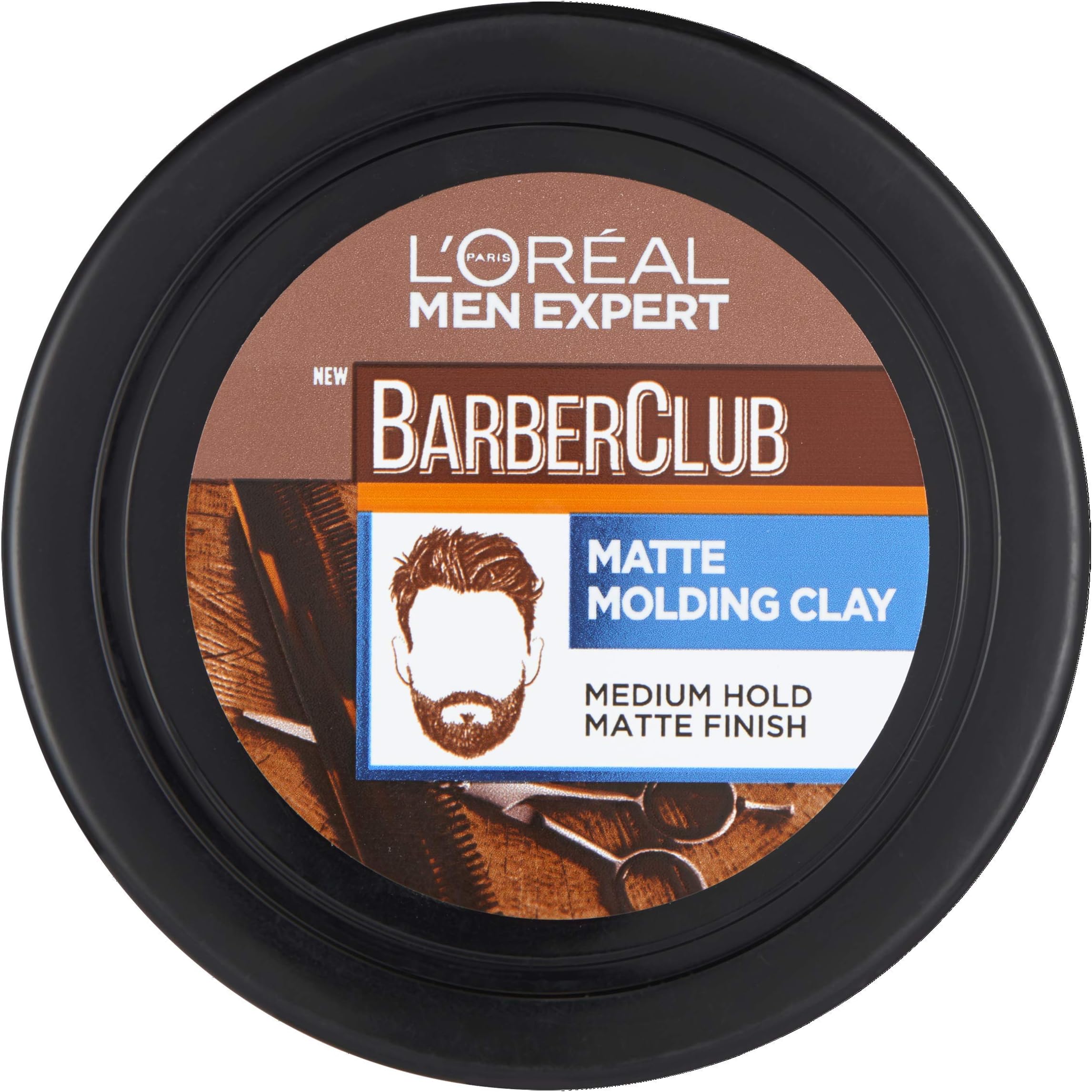 L'ORÉAL Paris Men Expert Matt Clay Barber Club, Matte Molding Clay Hair Styling, 75 ml