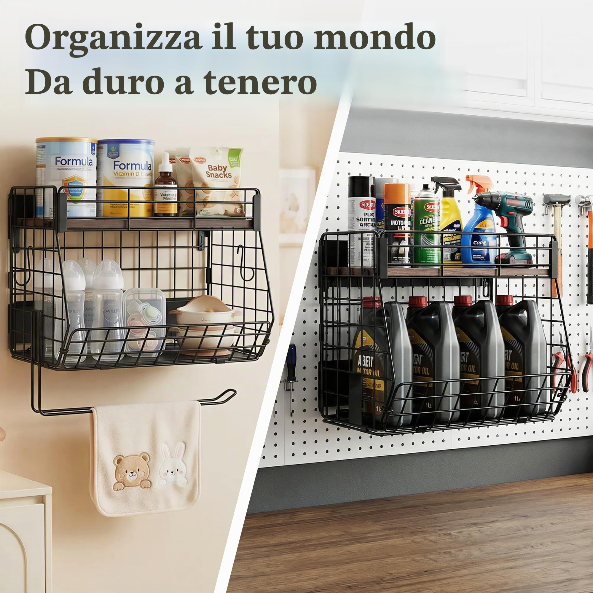Mensola magnetica per frigorifero con porta carta, bidoni per frutta, patate e cipolle, organizer per dispensa e stoccaggio, grande contenitore magnetico portaspezie per frigorifero, bancone