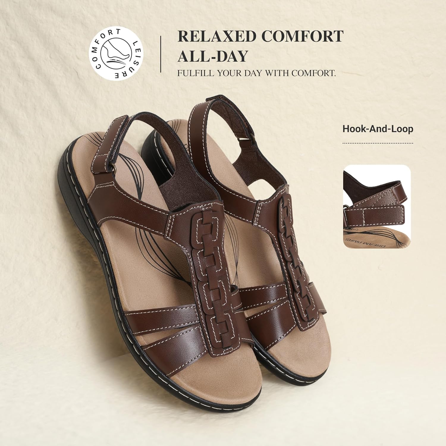 DREAM PAIRS Women's Arch Support Sandals Comfortable Thong T-Strap Orthotic Casual Beach Walking Summer Flat Sandals - Image 5