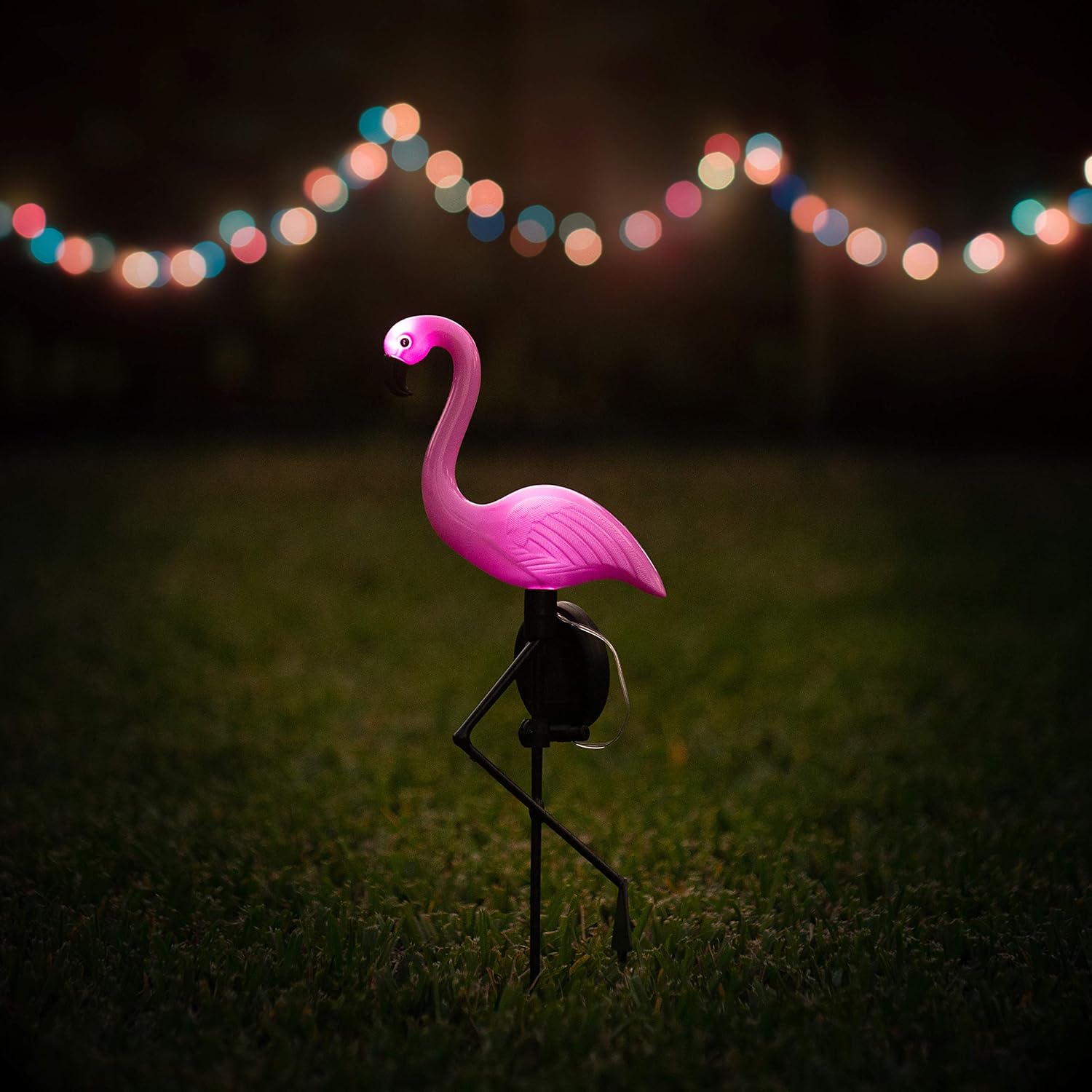 Solar Flamingo Lights Outdoor | Pink Flamingo Yard Decorations | Lawn Light Stakes Garden Ornaments (Pack of 2)