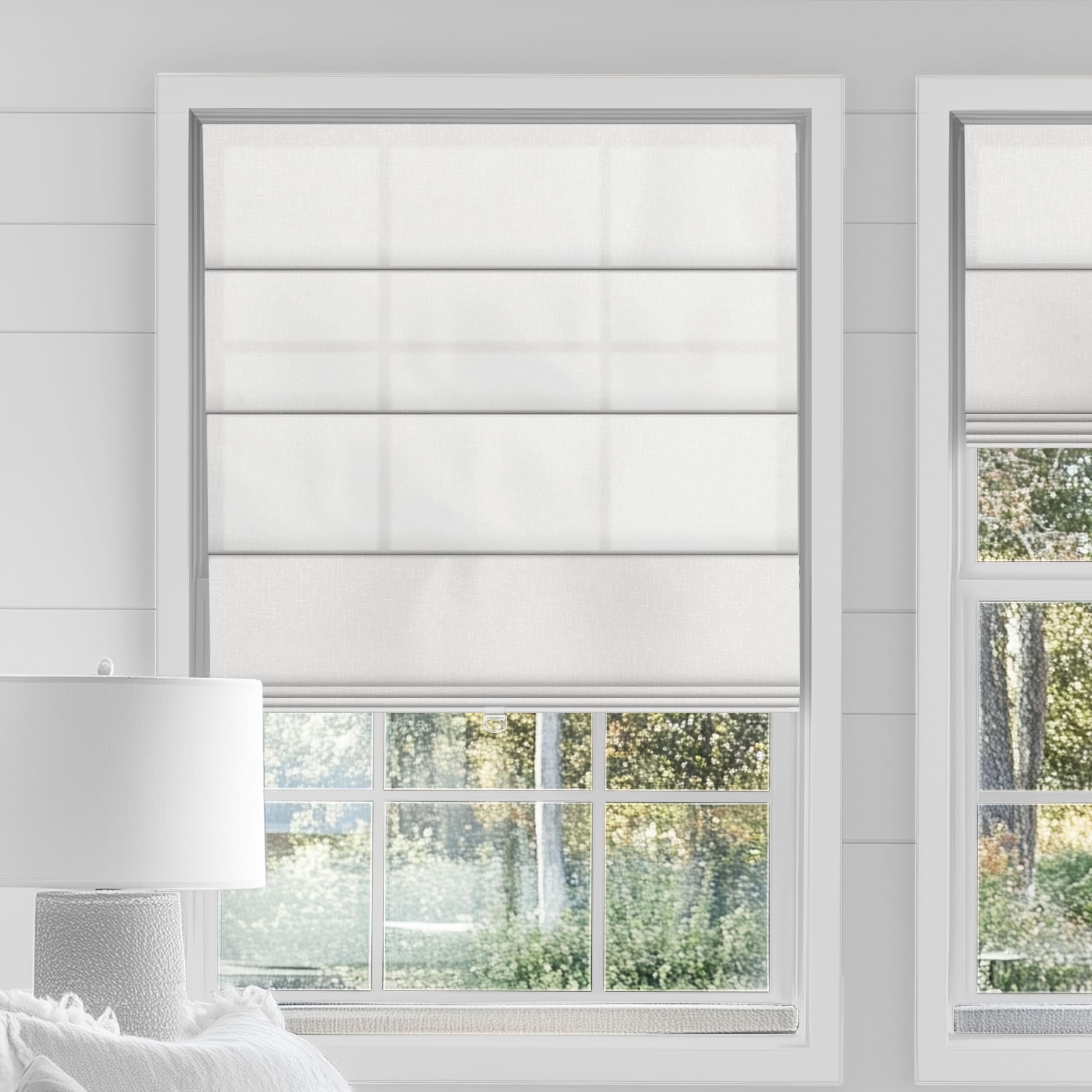 Sulugood Cordless Roman Shades for Windows 70? Blackout Roman Blinds,Room Darkening Thermal Insulated Window Shades for Home Living Room Bedroom, (70? Blackout White 23