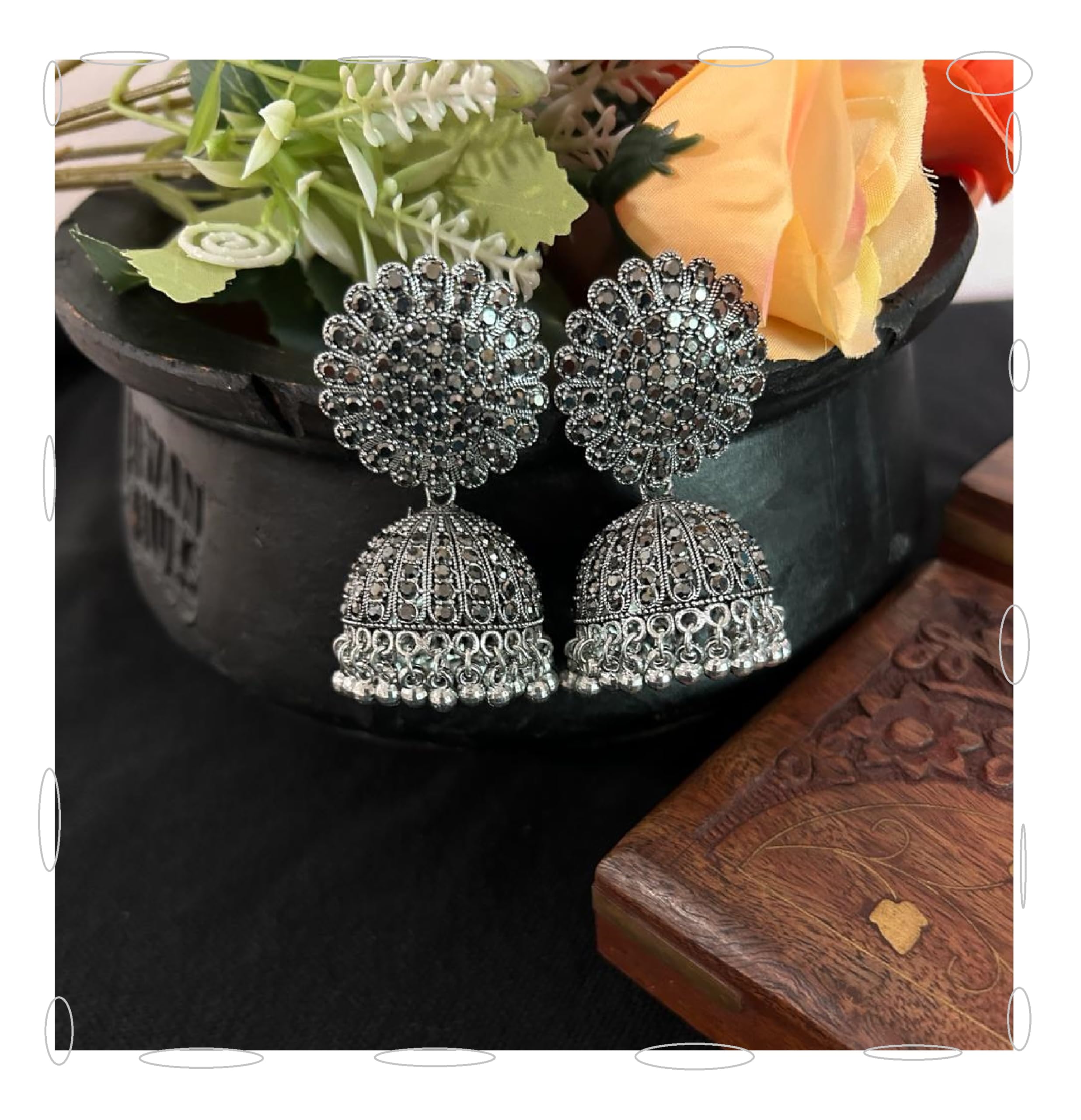 Antique Ethnic Traditional Oxidised Silver Designer Stylish Jhumka Earrings Women Girls (B0CYQD79W9) Amazon Price History, Amazon Price Tracker