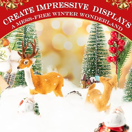 Miniatura 3 de Shappy 2 bolsas de decoración de nieve falsa de Navidad, fibra de nieve artificial esponjosa, de algodón, decoración de interiores, manta de nieve