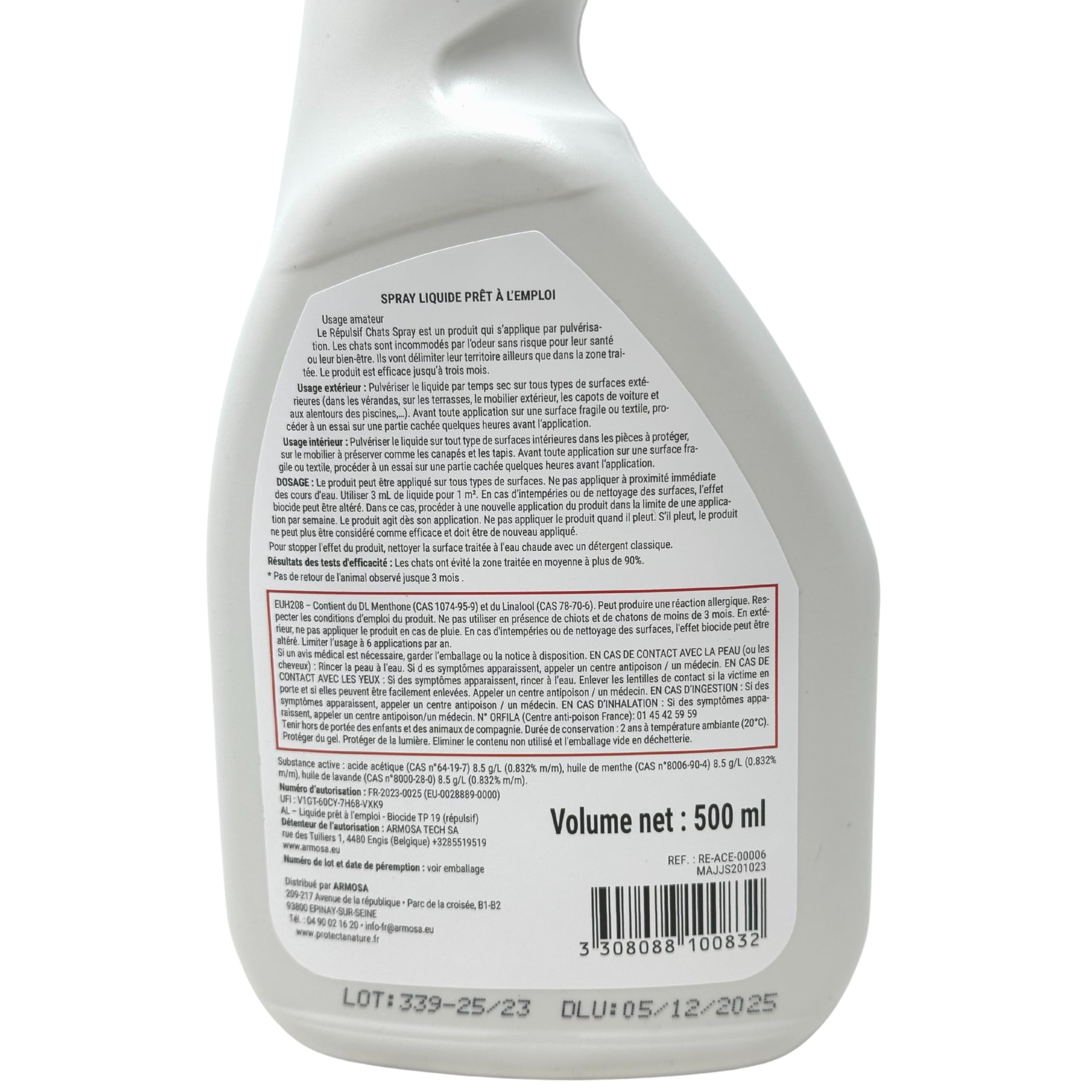 Repellente per gatti interni ed esterni, spray anti-graffio e marcatura urinaria, 500 ml, protezione efficace per mobili e giardini