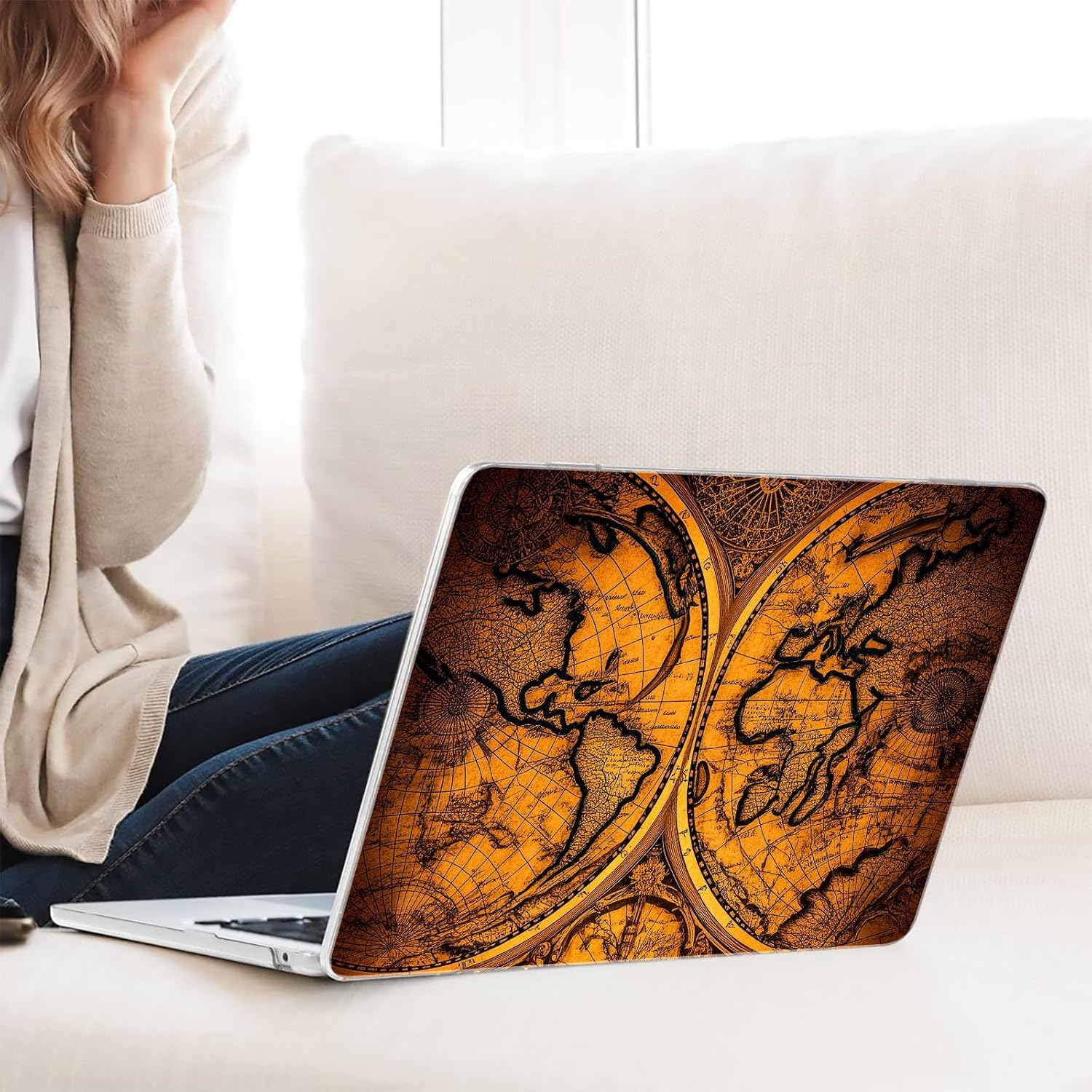 Compatible with MacBook Neo 13-inch, Hard Shell Case with Keyboard Cover and Screen Protector (A3404 A18 Pro chip, 2026 Release) - Vintage Map MC23177