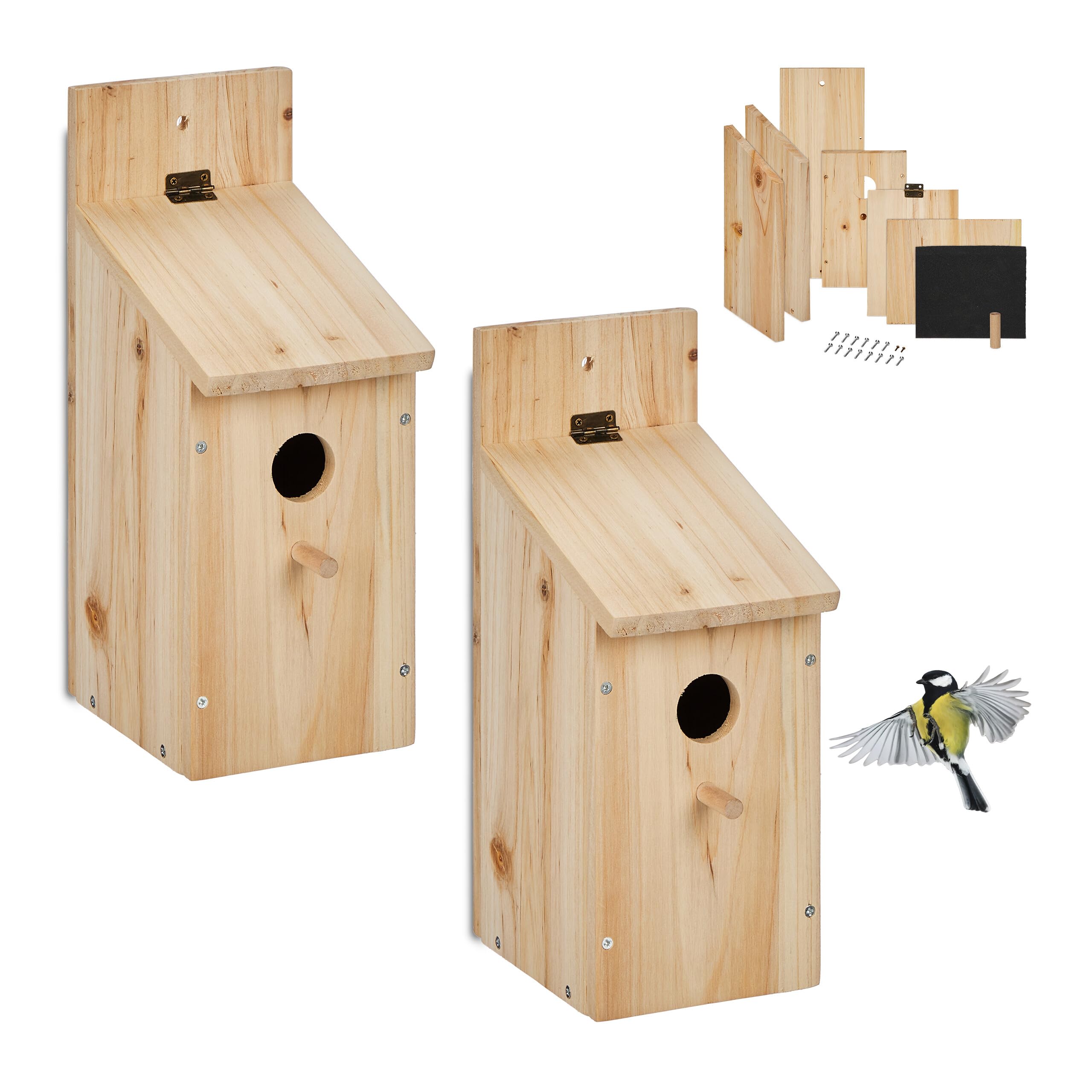 Nichoir oiseaux contre les prédateurs abri sécurisé en bois résistant lot de 2