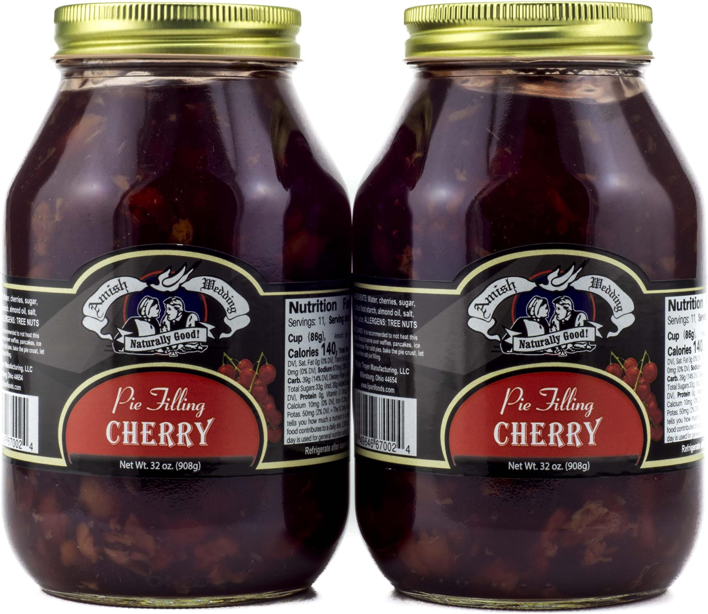 Amish Pie Filling No Sugar Added Peach TWO 32 Oz Jars