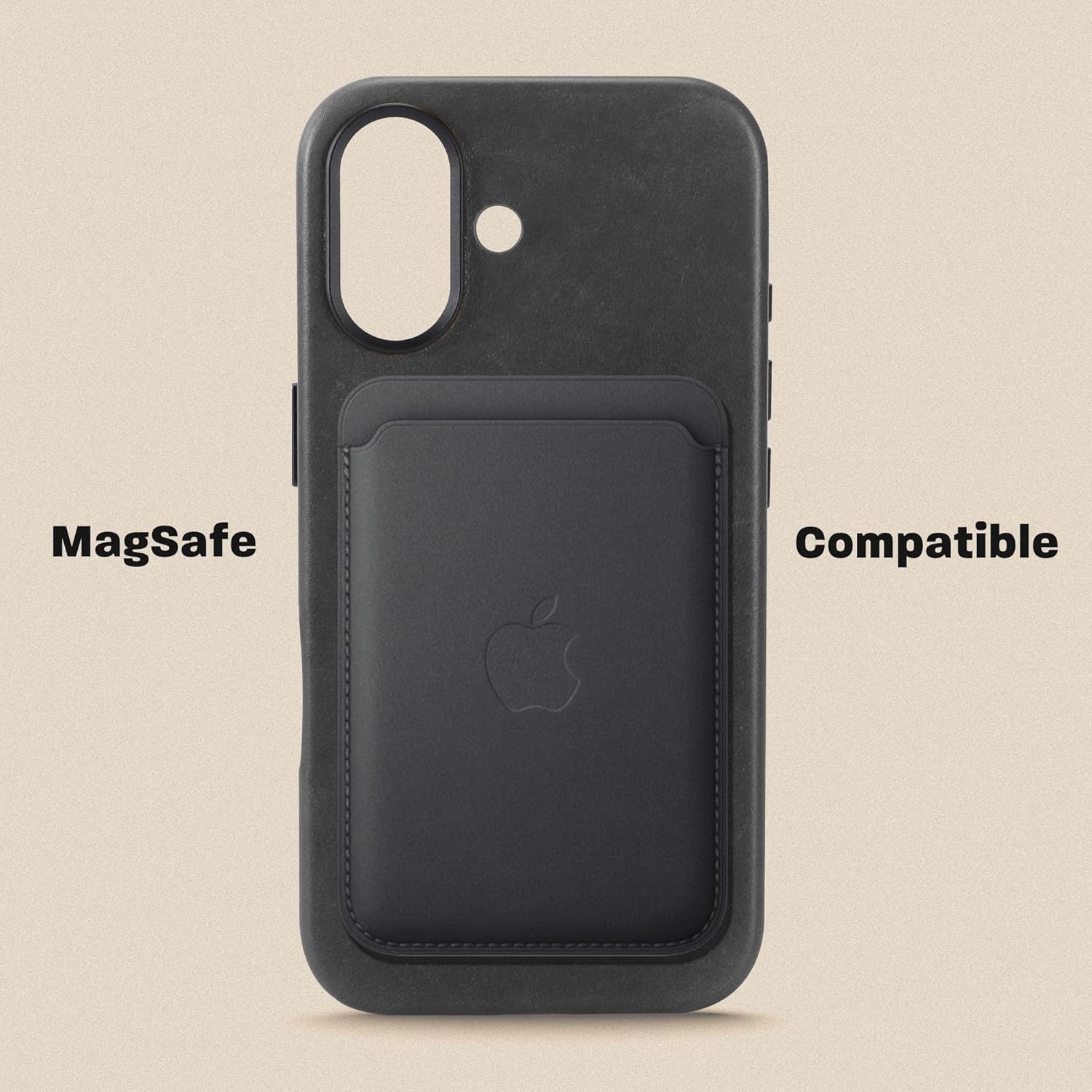 Handcrafted Premium Italian Leather Case for iPhone 16 - Compatible with Magsafe - Two-Tone Effect with Unique Patina Over Time - Graphite Black - Image 7