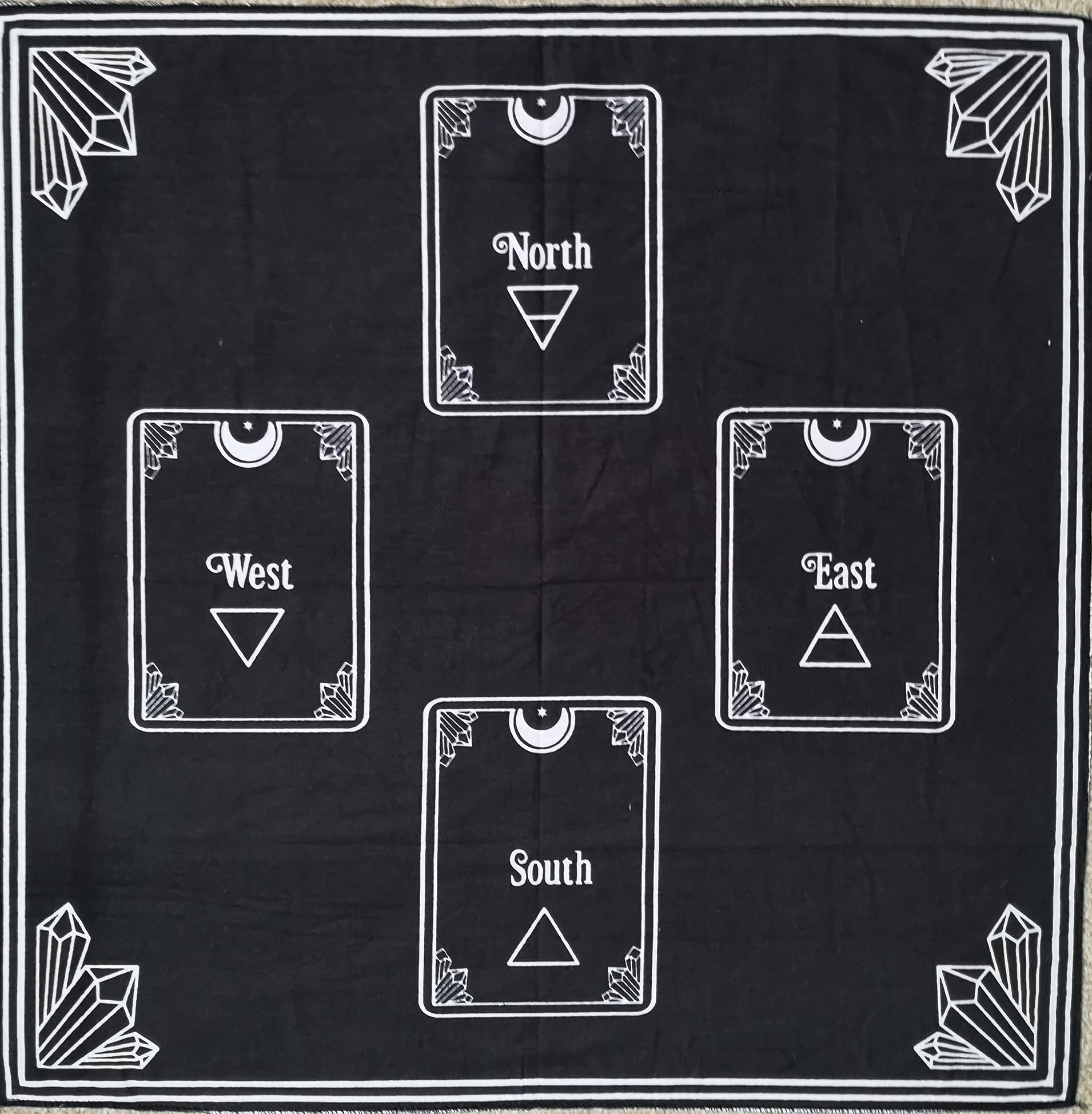 Ava Collections Black Large Altar Cloth Tarot Magic Table Cloth Witch Wiccan Witchcraft Pagan Throw Ritual Cloth Tarot Board Cloth 60X60cm (Directional)