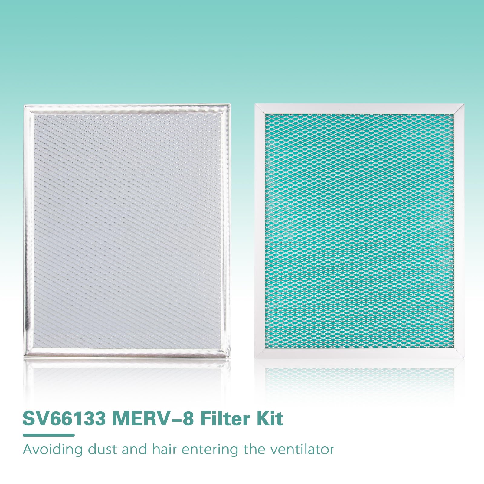 Kit de filtros SV66133 MERV-8 para ventiladores Broan Nutone AI Series B130H65RT, B110H65RT, B160H65RT, HRVXXSHA1130, ERVXXSVA1130, piezas de repuesto lavables, 10.7 x 8.7 x 0.35 pulgadas