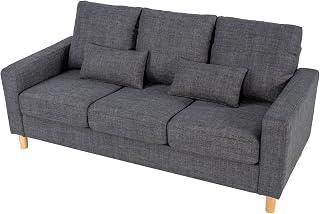 Sofa 3 Seater Living Room,with 2 Throw Pillow,Comfortable and Soft Grey Sofa, Suitable for Small Spaces,Wear-Resistant Fabric Couch