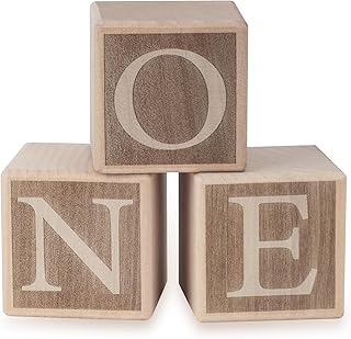 ONE Sign Blocks (1.9 inches/5cm, Squared) for Baby First Birthday Decorations Props, One Birthday Cake Smash Backdrop Decorations For one-year-old Boy or Girl, Nursery Decor Product