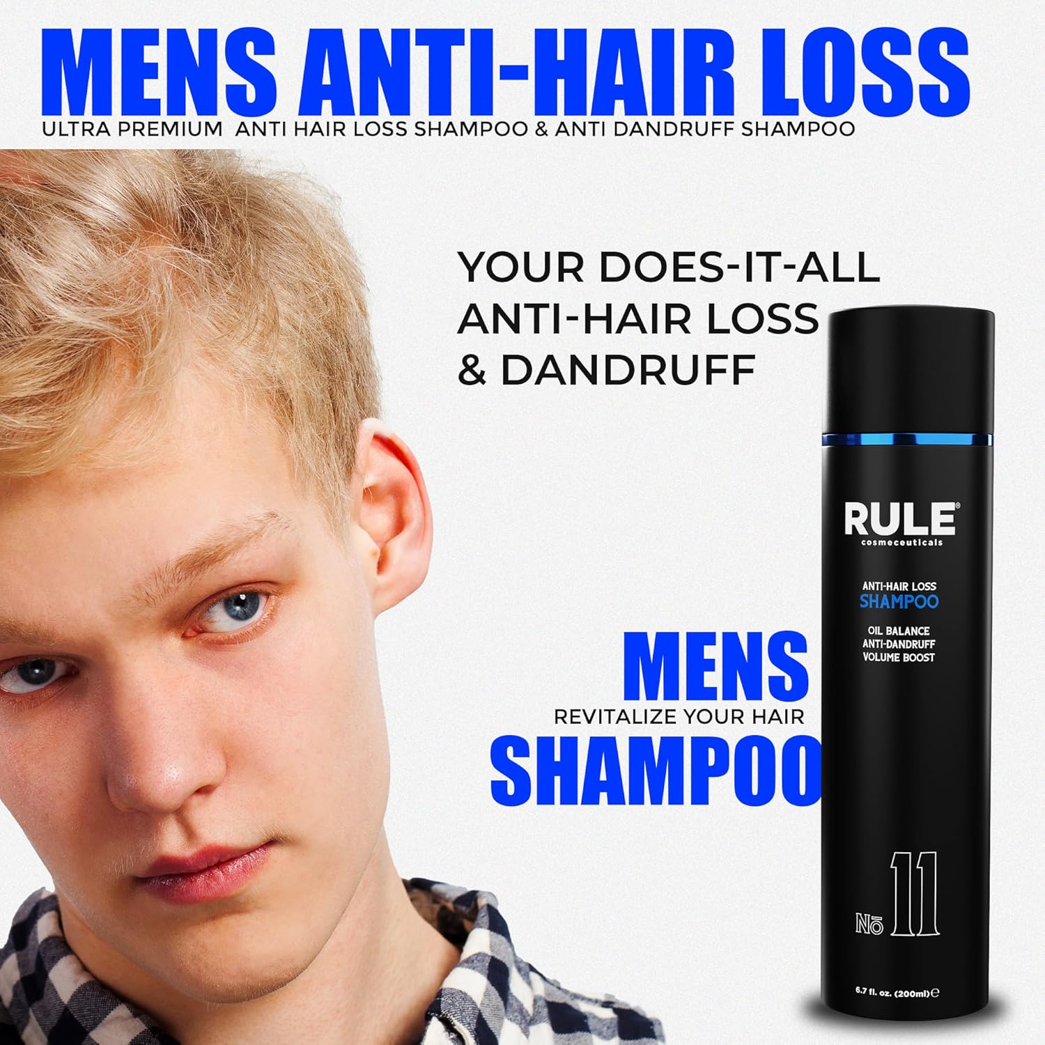 No.11 Anti-Hair Loss Shampoo for Men, DHT Blocker and Root Activator for Hair Regrowth, Anti-Dandruff & Oil Control Formula, Thickening & Strengthening for Thinning Hair - 200 mL - Image 3