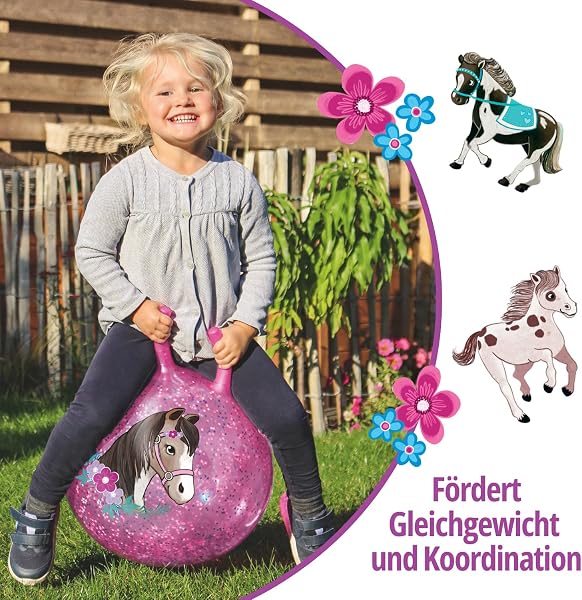 Moses. Glitzernder Pferde Hüpfball, funkelnder Sprungball für Pferdefreunde mit Sternchen-Konfetti Füllung, In-und Outdoor-Spielzeug für Kinder ab 4 Jahren, Pink mit Glitzer - 4