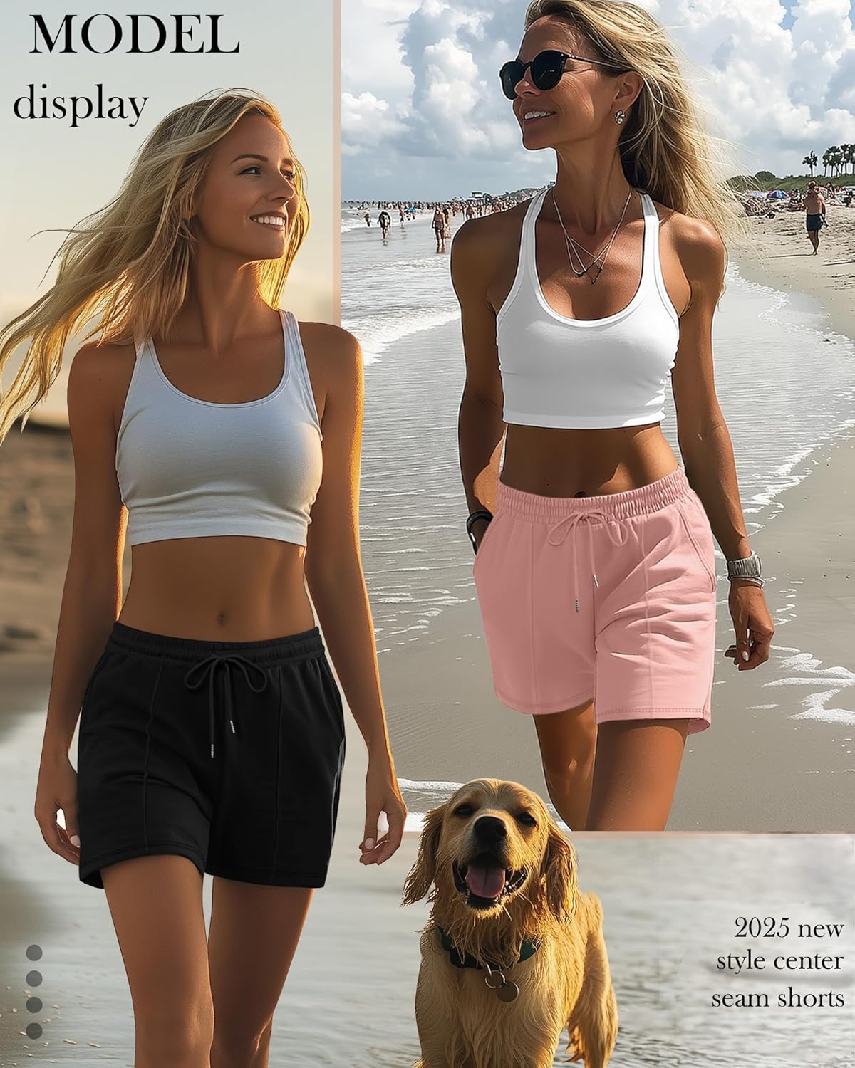 Neer 3 Pack Women's Sweat Shorts, Casual Drawstring Athletic Shorts Summer Lounge Loose Solid Active Short Pants with Pockets - Image 4