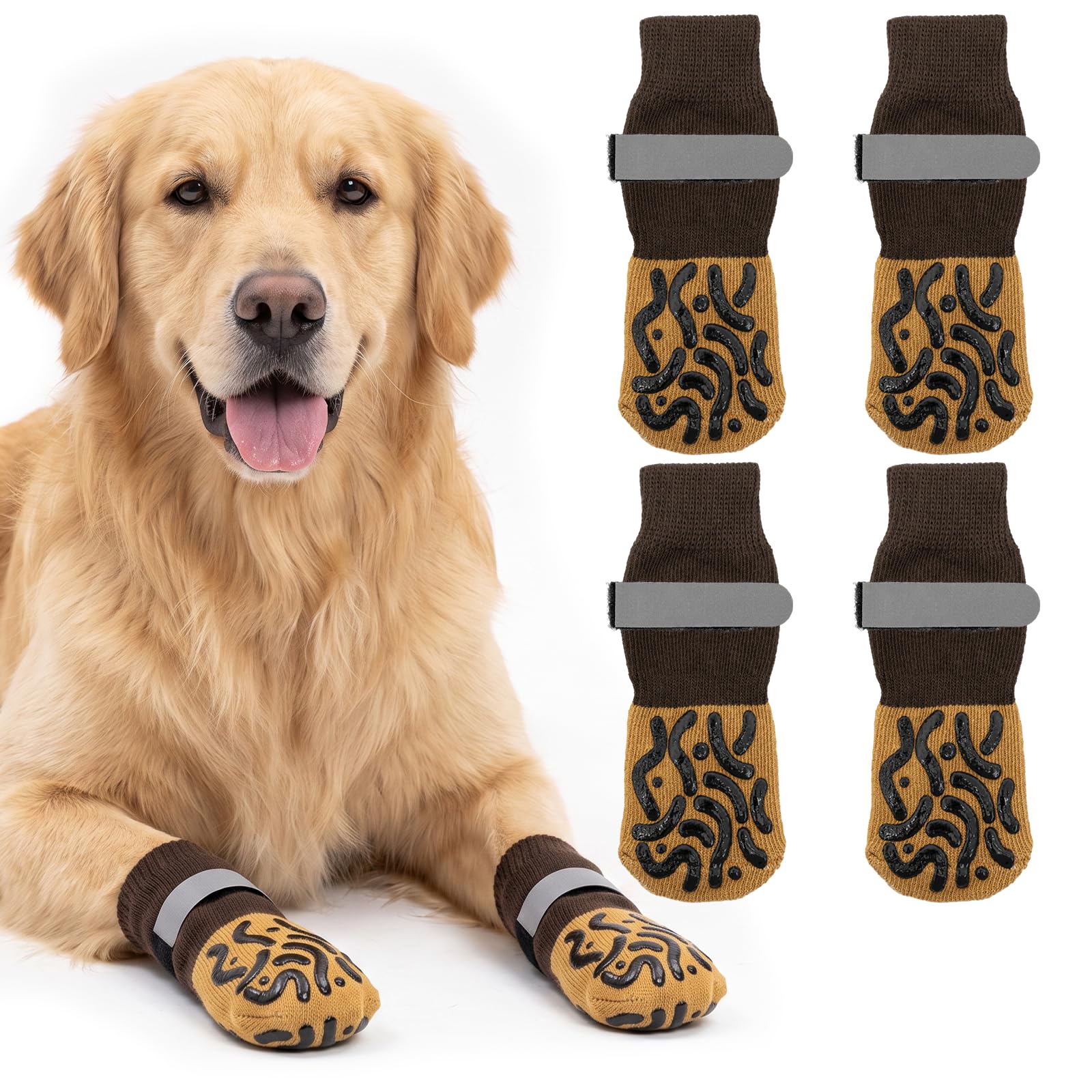 TEUYOE 2 Pairs Anti Slip Dog Socks,for Small Medium Large Senior Dogs