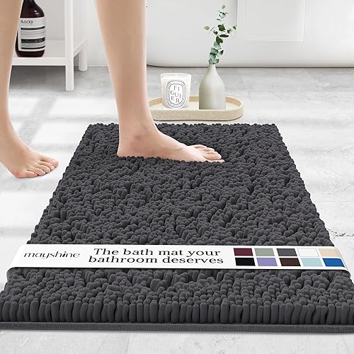 Tapete de baño de felpilla suave, tapete de microfibra absorbente, lavable a máquina, antideslizante y secado rápido, para baño, ducha, habitación o