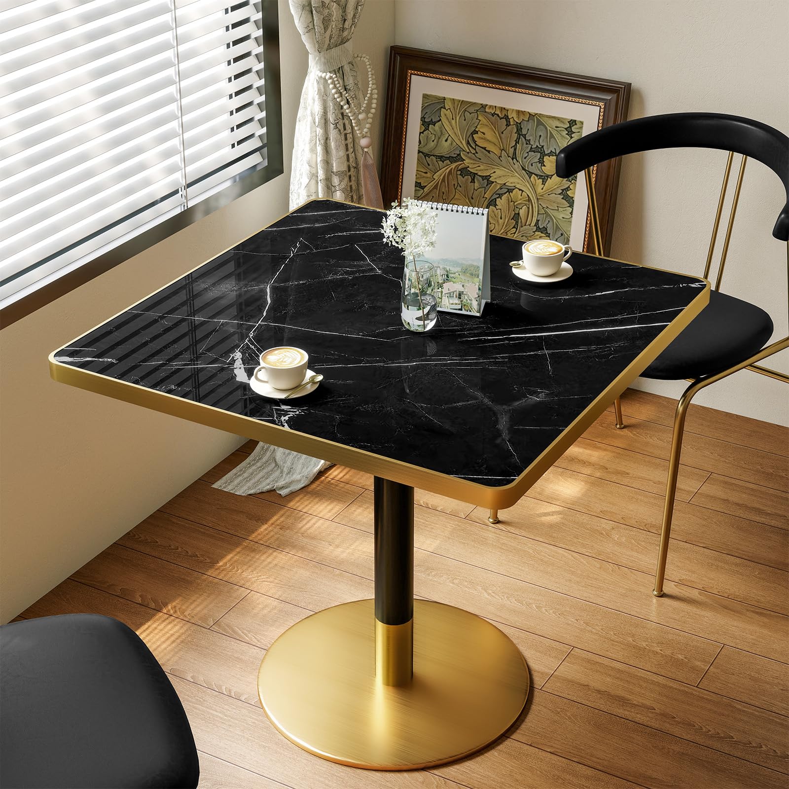 31.5'' Tulip Table, Square Dining Table with Sintered Stone Tabletop