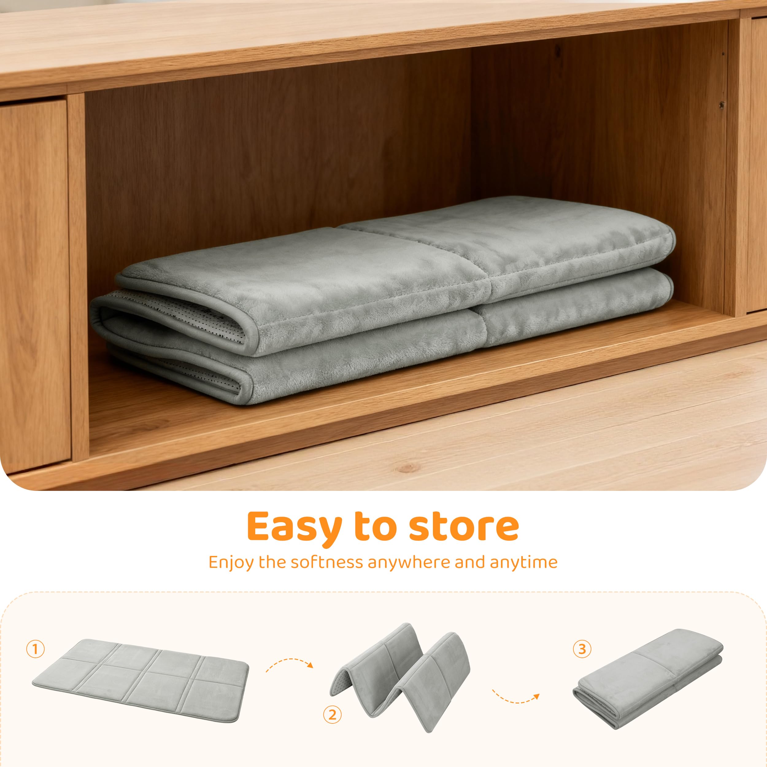 BYBYME 3cm Thick Baby Play Mat for Floor, 80 * 150cm Foldable Playpen Mat with Non-Slip Backing for Infant, Kids and Toddler Crawling, and Perfect Carpets for Yoga, Exercise, Grey — view 8