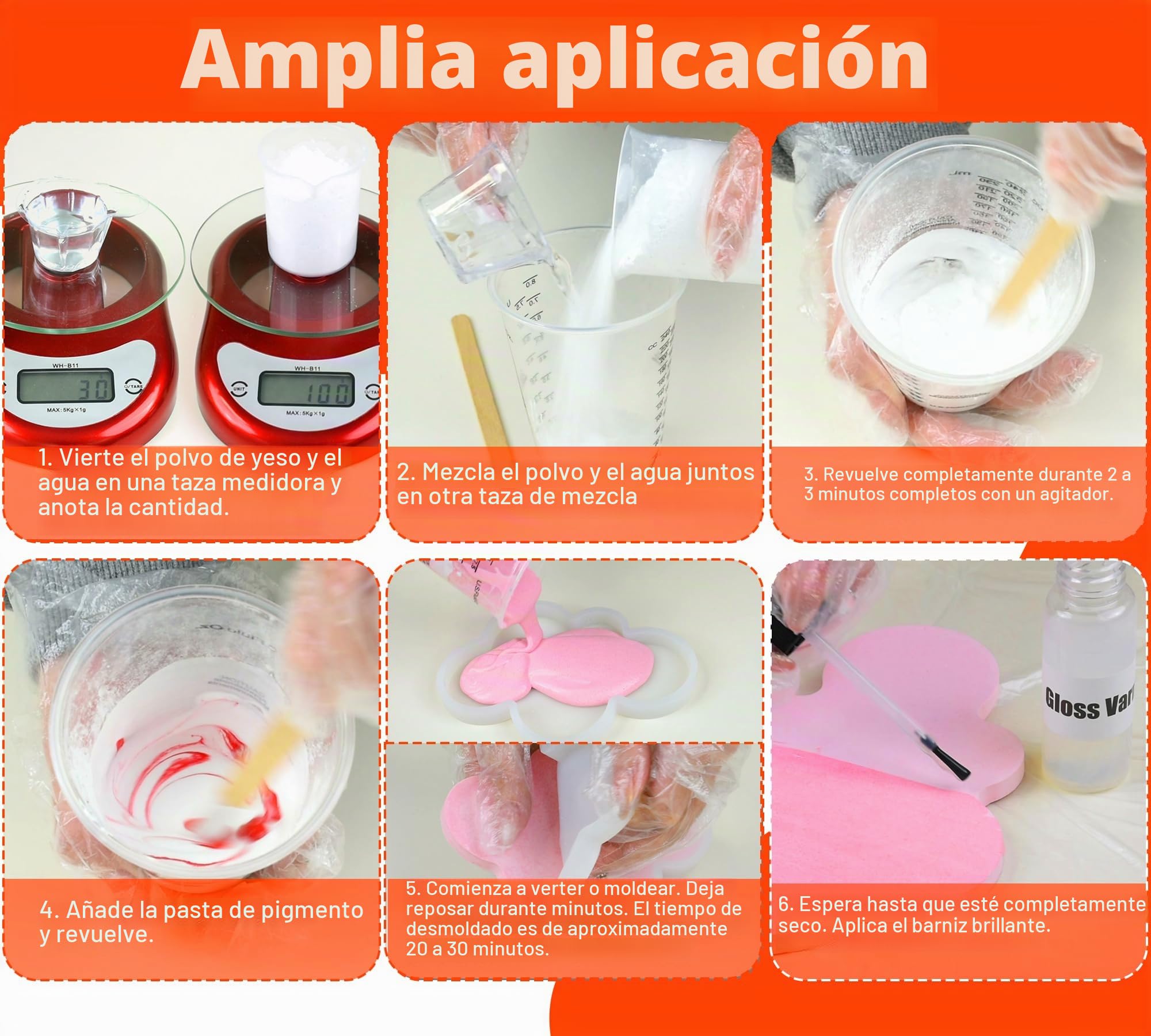 Polvo de fundición blanco 4500g - Yeso activado con agua, autonivelante, fácil de mezclar y desmoldar, 20-30 min fraguado rápido, para esculturas, decoración de interiores y aficiones creativas