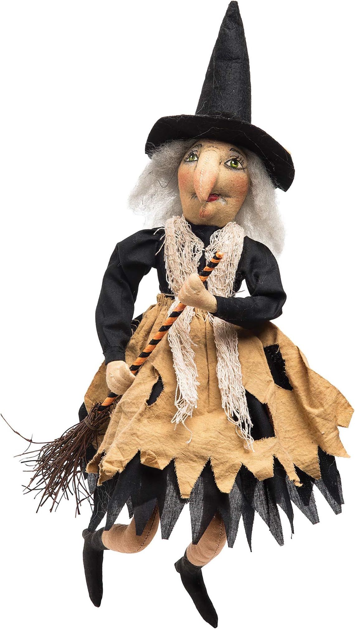GALLERIE II Gabriella Little Witch Halloween Joe Spencer Gathered Traditions Soft Doll Figure Home Living Room End Table Fireplace Mantle Office Autumn Fall Harvest Decor Decoration Black