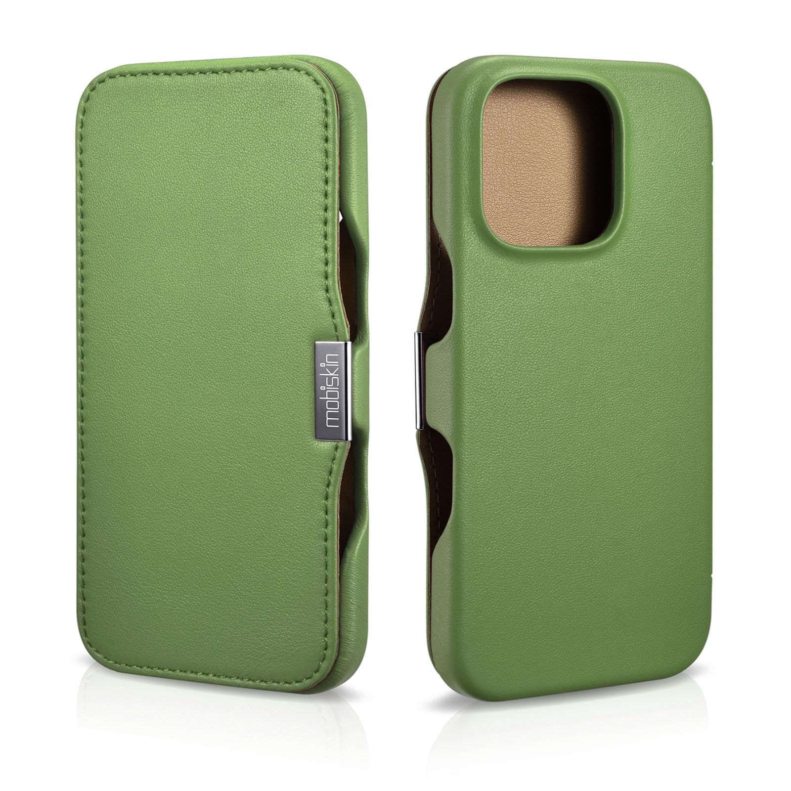 Coque fine iPhone 16 Pro avec cuir - Étui vert magnétique compatible MagSafe 6,3 - 8