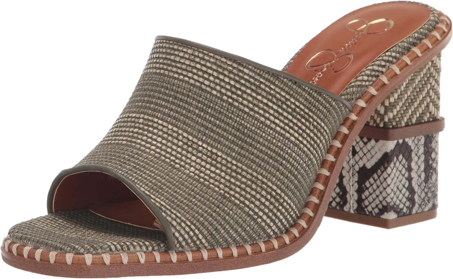 Jessica Simpson Women's Lendrila High Heel Mule Heeled Sandal, Dark Grey Natural, 11
