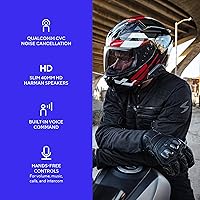 Vista 3 de EXOCOM LINK-1C Sistema de Comunicación y Comunicación de Casco de Motocicleta - Altavoces HD delgados de 40mm con intercomunicador Bluetooth +