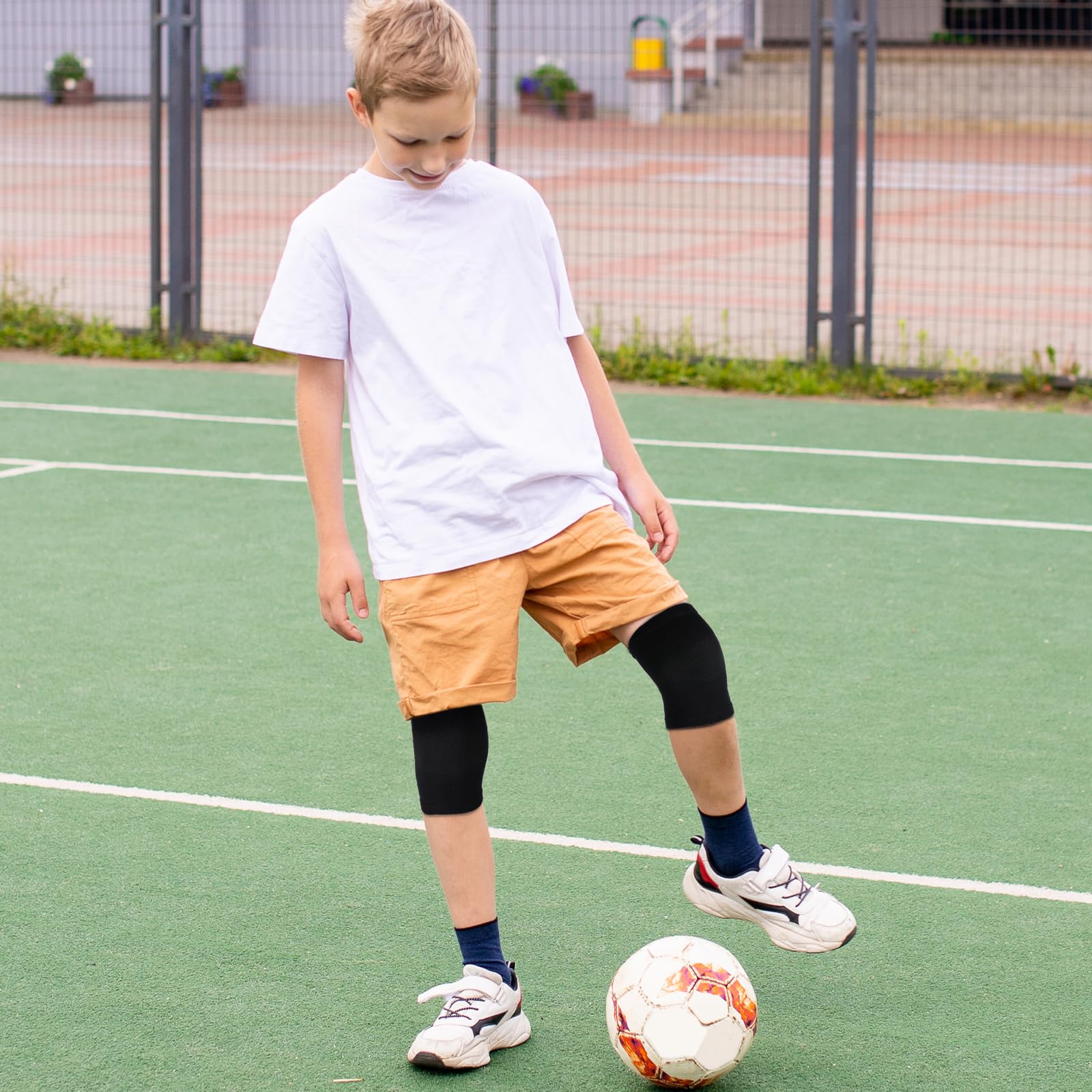 Genouillères pour enfants handball volleyball respirantes élastiques bleu Lot de 2 paires