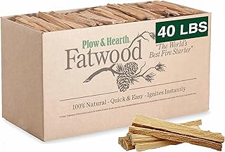 Plow & Hearth 40 LB Fatwood Fire Starter, Organic Kindling Sticks, Non T...