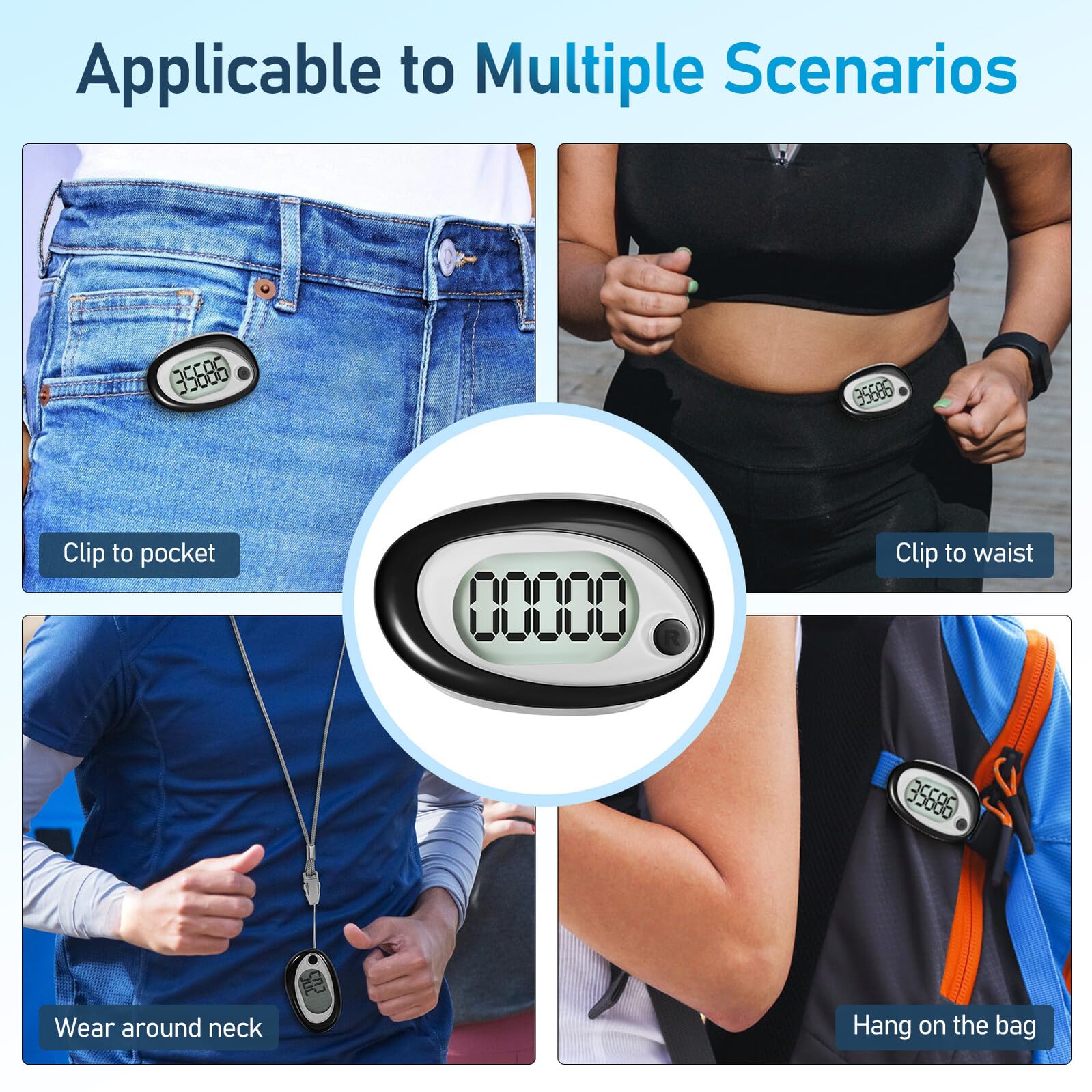 3 Pièces Podomètre Précis avec Clip et Lanière Compteur de Compact pour Marche et Randonnée Podomètre de Poche pour Adultes Accessoire Fitness Simple Utilisation