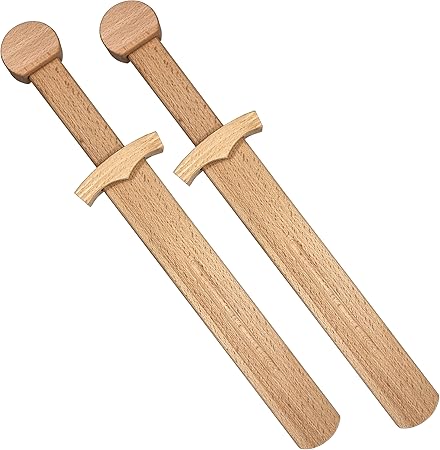 Adventure Awaits! Wooden Toy Pretend Play Sword for Kids | 2 Pack | 17" Medievel Knight Shortsword | Lightweight and Durable for Imaginative Kids | NOT a Weapon | Set of 2