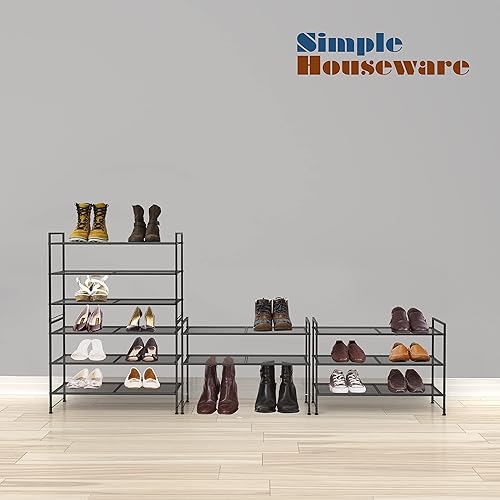 Miniatura 10 de Simple Houseware Estante de almacenamiento apilable de 3 niveles, color blanco