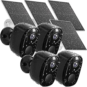 Rraycom Cameras for Home Security 4Pack,2K Security Camera Wireless Outdoor, Solar Camera with Color Night Vision, PIR Human Detection, 2-Way Talk, IP65 Waterproof, SD Card/Cloud Storage asin的图片
