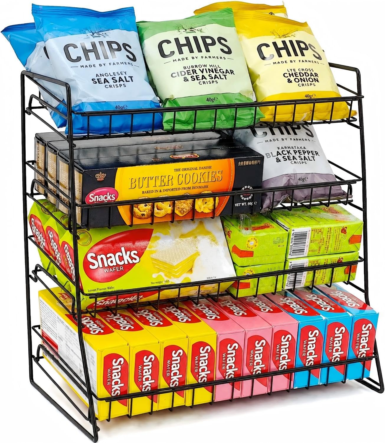 Candy Display Rack Countertop, Upgraded Snack Rack Display Stand | Snack Organizer for Countertop, Chip Rack Display Stand Chip Bag Holder, Retail Display Shelf for Store Concession, Kitchen