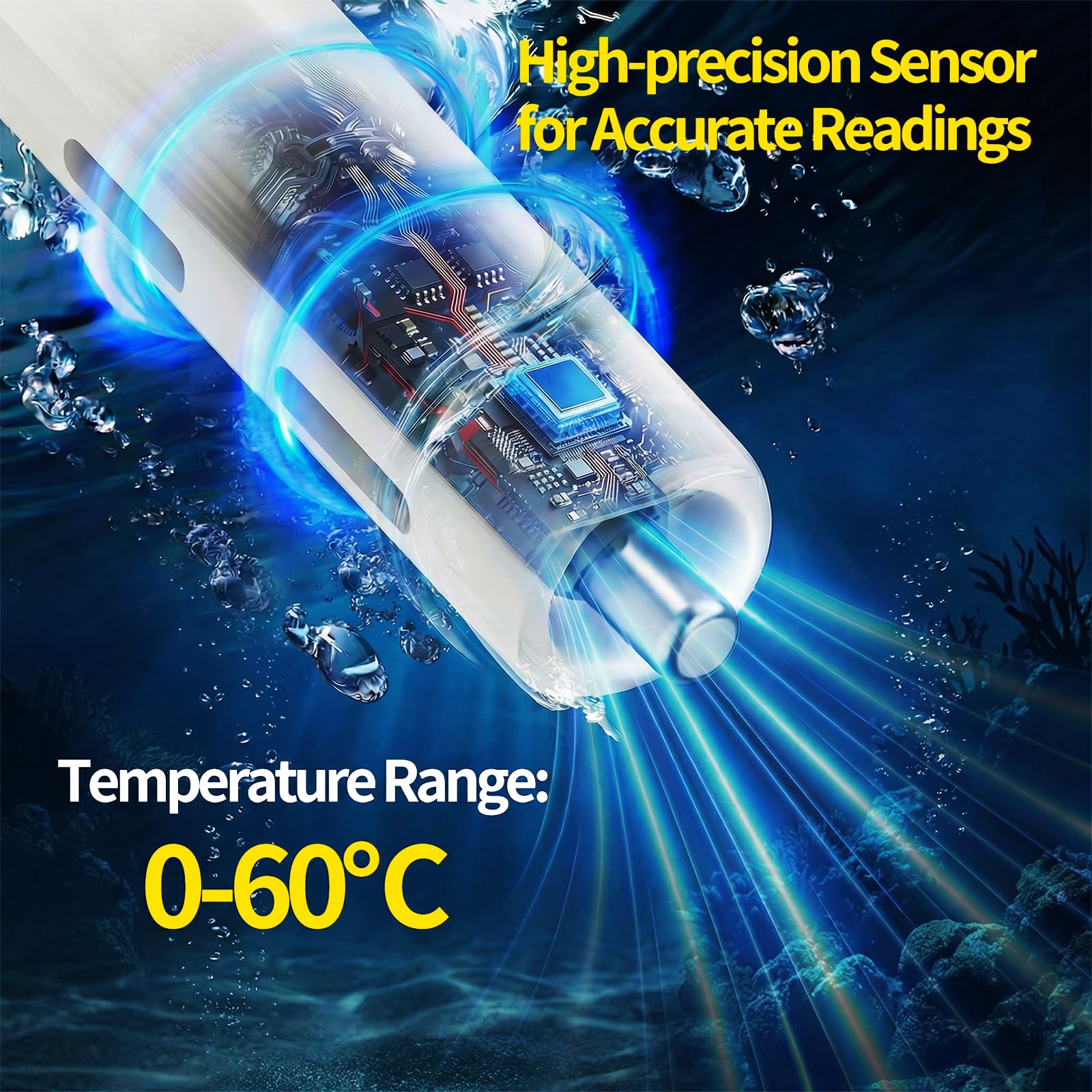 Termometro per Piscina Solare senza Batterie – Galleggiante Digitale con Grande LCD e Luci LED RGB, Impermeabile IP68, Misuratore di Temperatura per Jacuzzi, Spa e Piscina