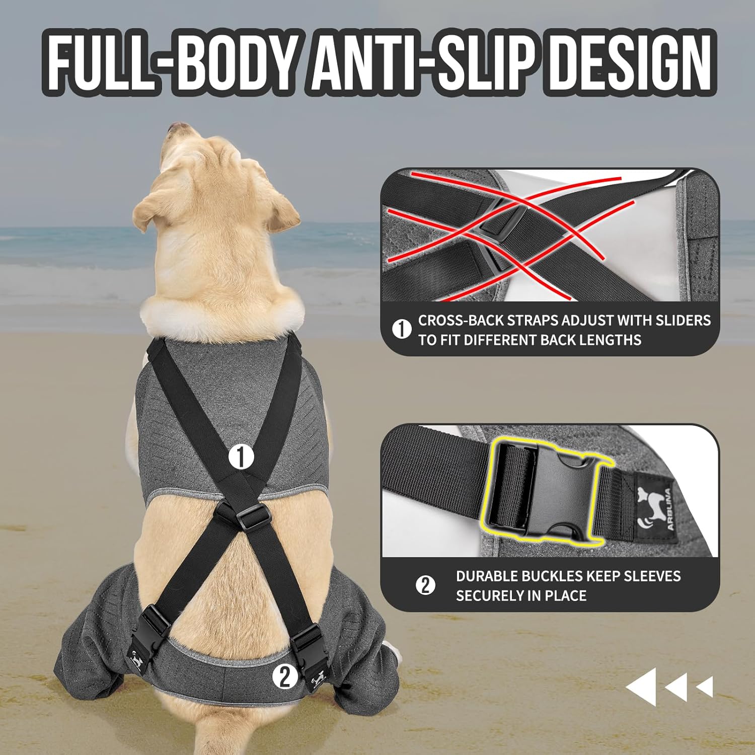 Dog Recovery Sleeve for Hind Leg, Adjustable Buckled Rear Leg Sleeve to Prevent Licking Wounds for Medium Large Dogs After Surgery, Thick Leg Sleeve as Cone Collar Alternative, M