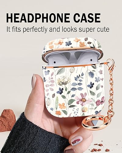 Miniatura 4 de ZEKICE Funda para Airpod de 1 y 2 generación, funda protectora a prueba de golpes, con llavero de oro rosa para niñas, mujeres y hombres (bonitas