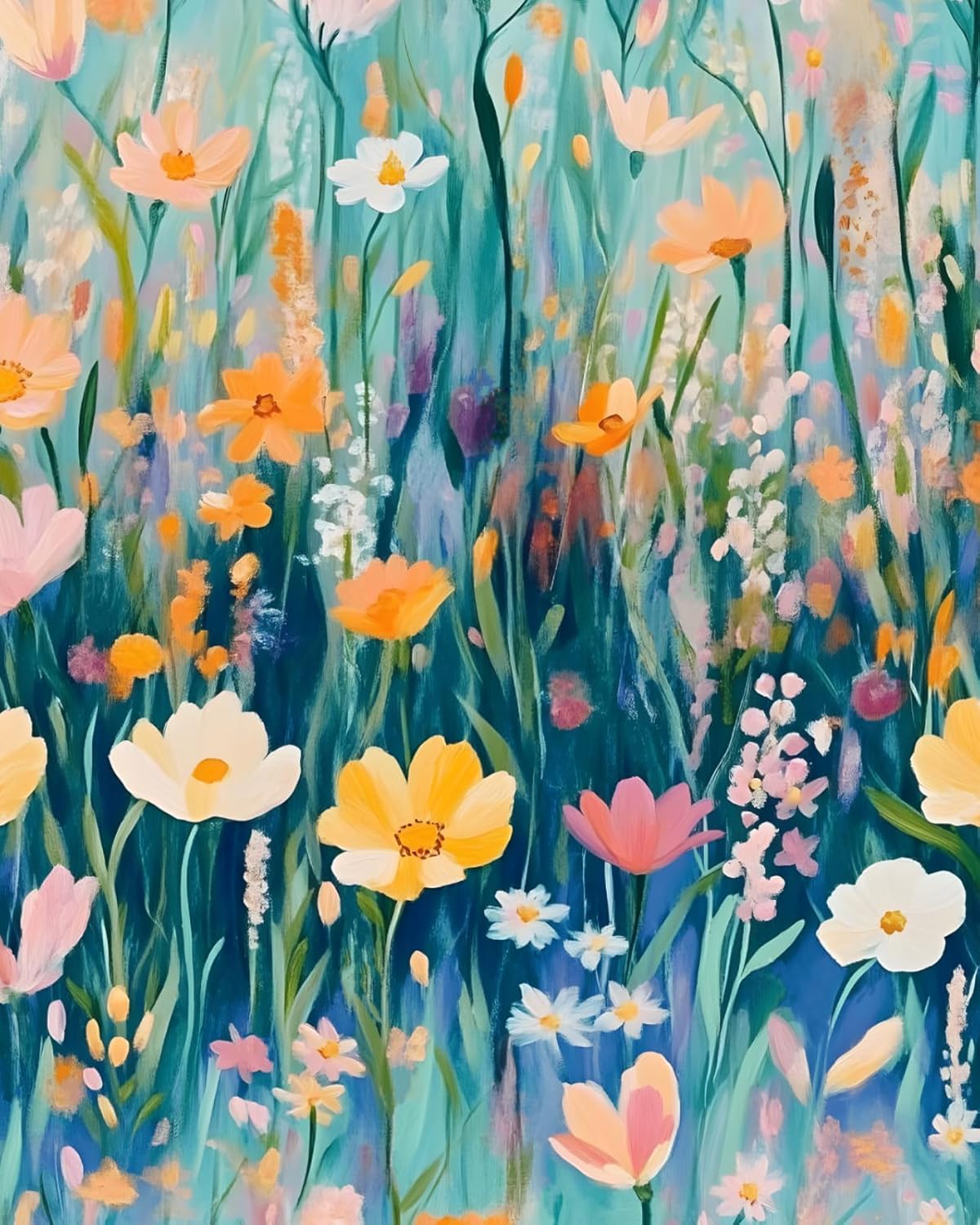 Boho Floral Peel and Stick Wallpaper,Modern Watercolor 17.5"x 118"Contact Paper,Colorful Flower Wall Paper for Bathroom Bedroom Cabinet Vinyl Waterproof Removable Farmhouse Renter Friendly