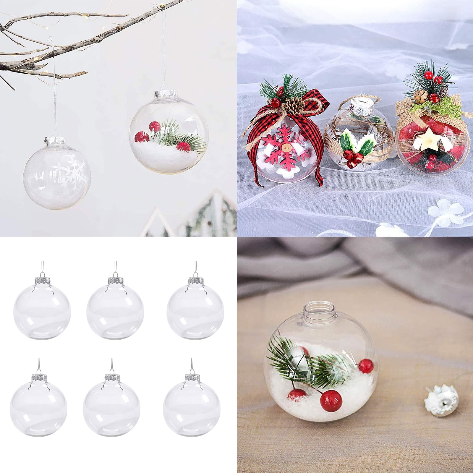 Amazon.co.jp: 6 個クリスマスボール透明ガラスボールペンダント