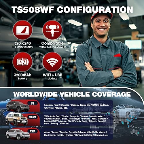 Miniatura 9 de Autel MaxiTPMS TS508WF KIT TPMS Tool, 2024 WiFi Ver. de TS601TS508KTS508, con $120 4PCS 315+433Mhz MX-Sensores, Programación TPMS, OBD