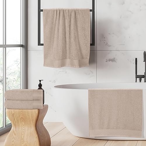 Vista 167 de GLAMBURG Juego de 6 toallas de 100% algodón ultra suave, contiene 2 toallas de baño de 28 x 55 pulgadas, 2 toallas de mano de 16 x 24 pulgadas y 2