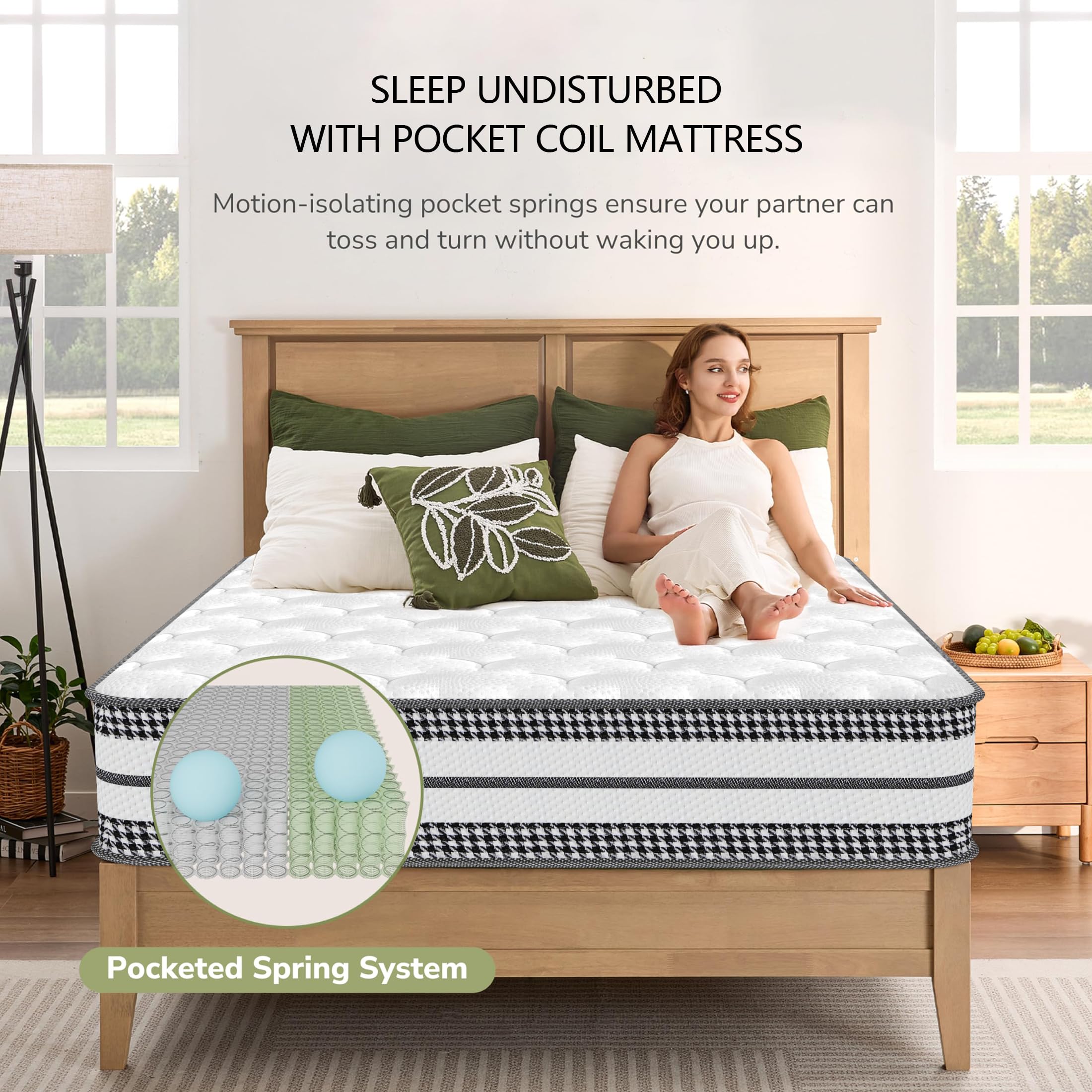 Matelas 90x200 Cm épais 25 Cm - Hybride Mémoire De Forme + Ressorts Ensachés, 8 Zones, Certifié Oeko-Tex - 2