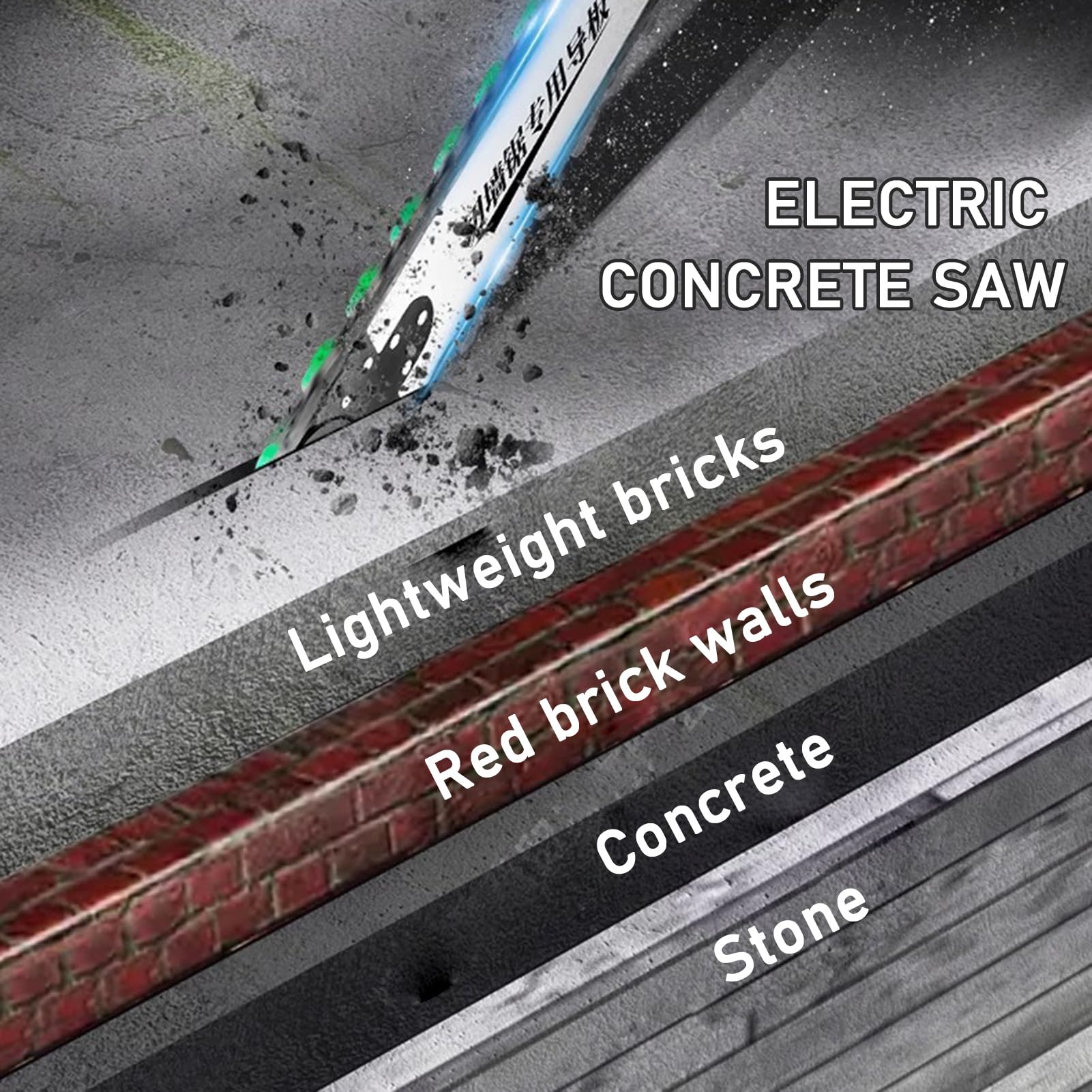 Elektryczna piła łańcuchowa do betonu, ręczna elektryczna piła łańcuchowa do cięcia ścian, elektryczna diamentowa piła łańcuchowa do cięcia ścian, z tłumieniem pyłu doprowadzanego,350