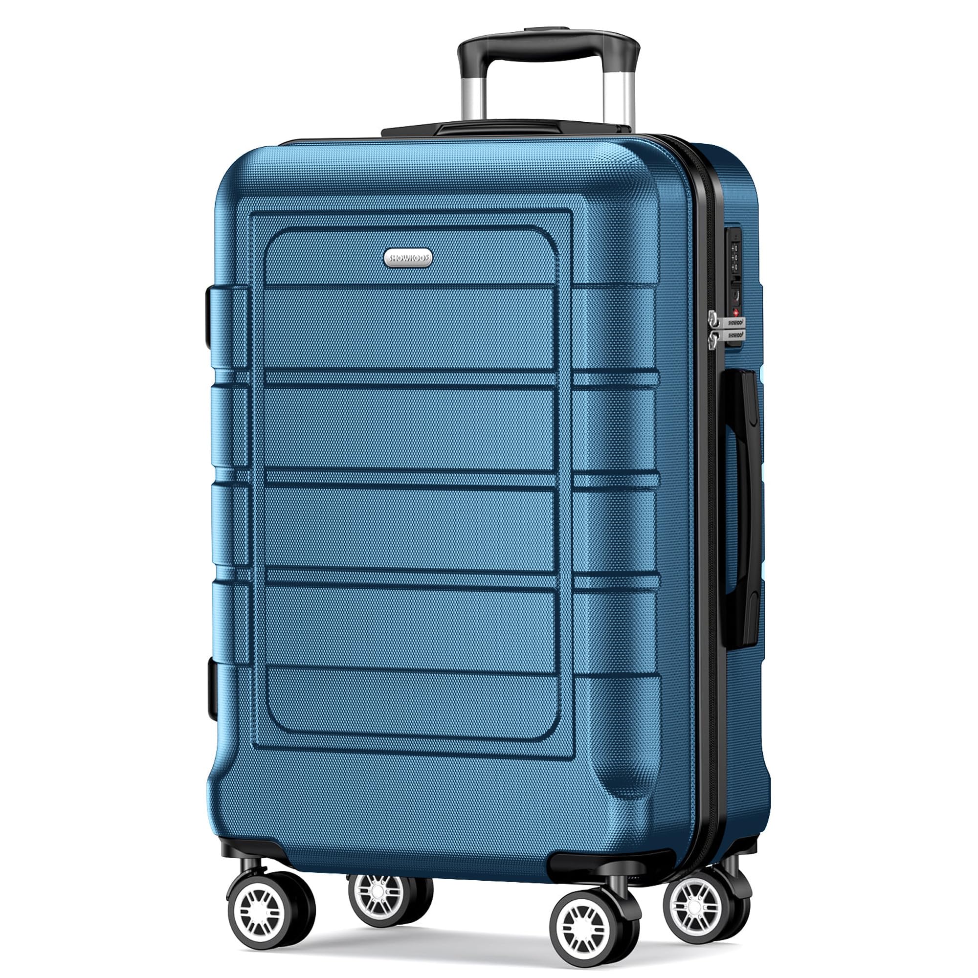SHOWKOO Valigia Grande Rigida 77cm Ultra Leggero ABS+PC Espandibile Durevole Valige Trolley da Viaggio con Chiusura TSA e 4 Ruote Doppie, Blu Oceano-XL